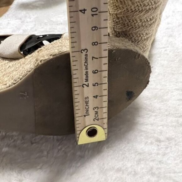 CANDIES Open Toe Beige Espadrille Wedge Platform Heels Elastic Straps Size 7.5M - Picture 9 of 12